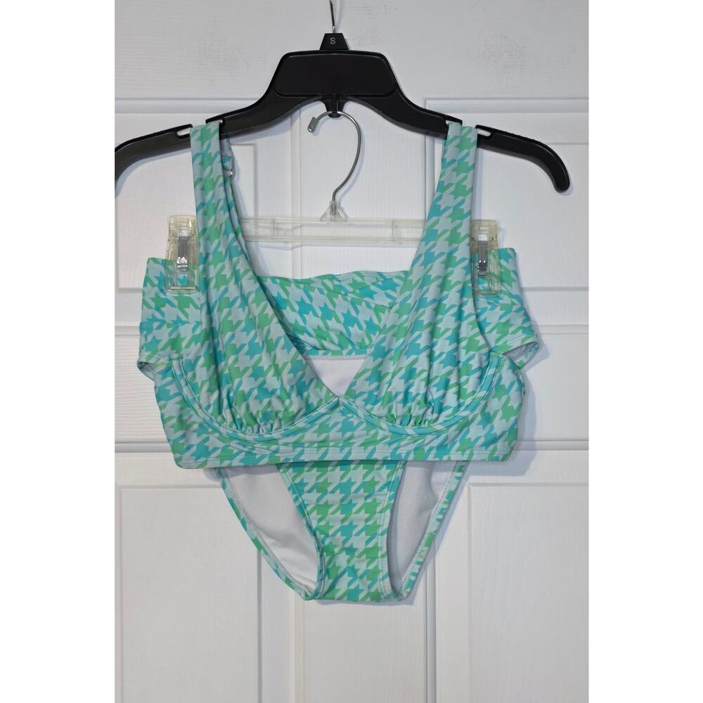 Ninety-Nine Houndstooth Print Bikini Top & Bottom Size M No Bra Inserts